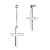Boucles d'oreilles croix asymétriques classiques pour femmes et hommes, bijoux en argent sterling